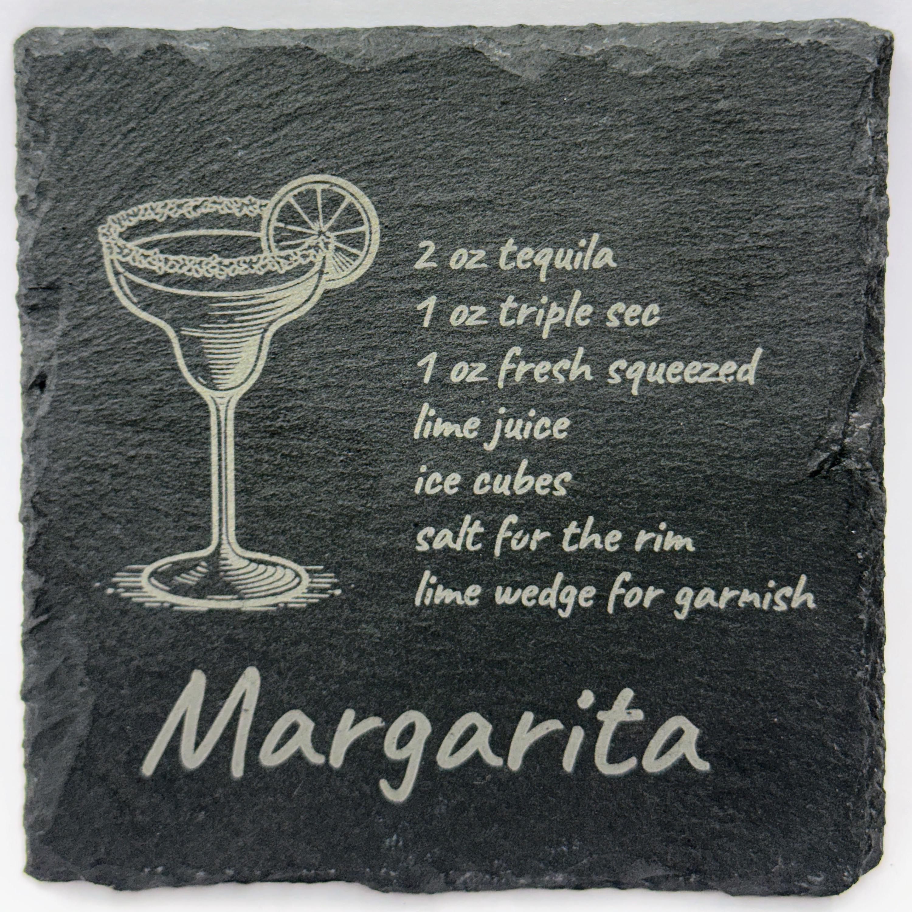 Margarita Recipe Slate Coaster – Classic Cocktail Bar Decor