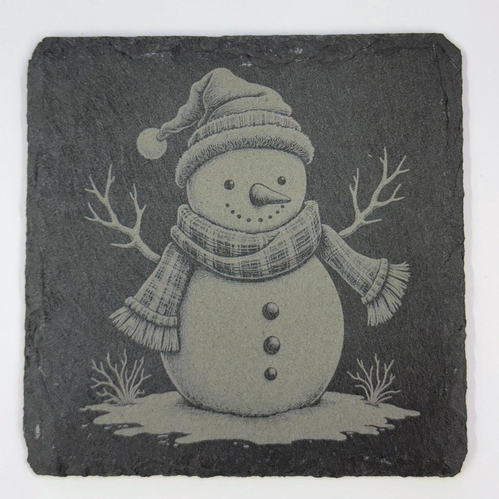 Winter Snowman Slate Coasters – Classic Holiday Snowmen