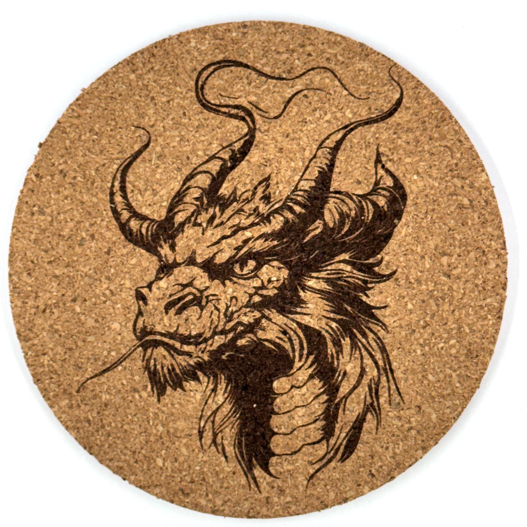 Eastern Smoke Dragon Round Cork Coaster – Mythical Dragon Art