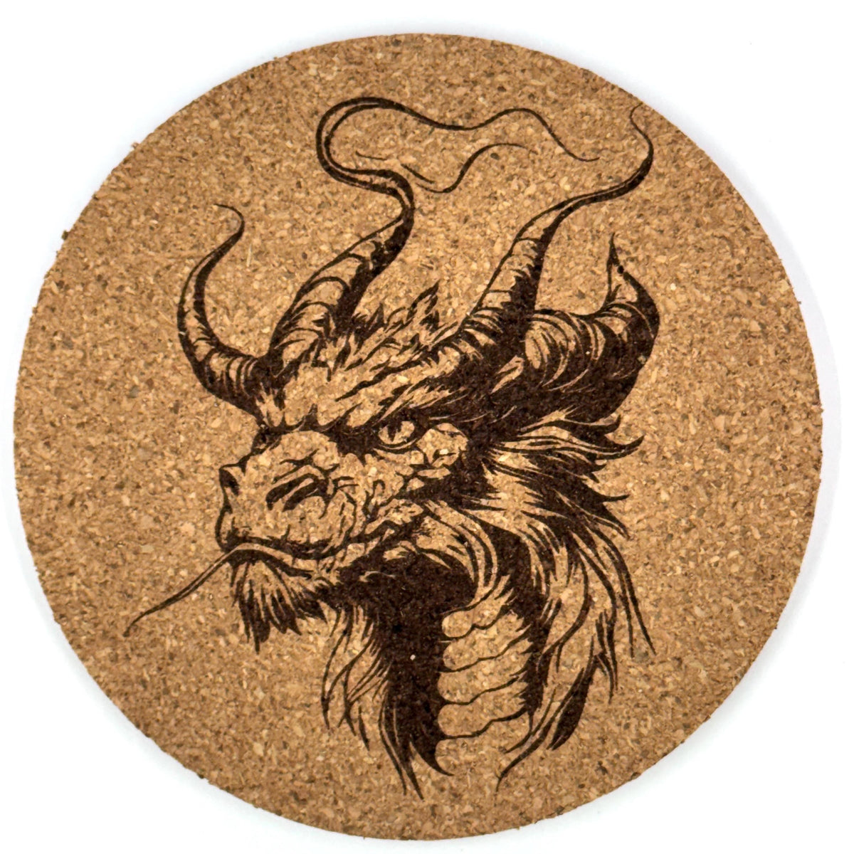 Eastern Smoke Dragon Round Cork Coaster – Mythical Dragon Art
