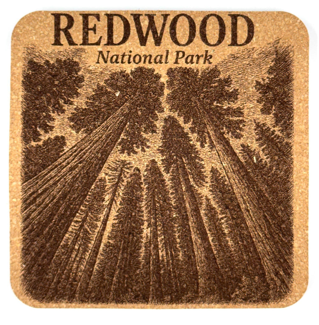 Redwood National Park Forest View Laser Engraved Cork Coasters