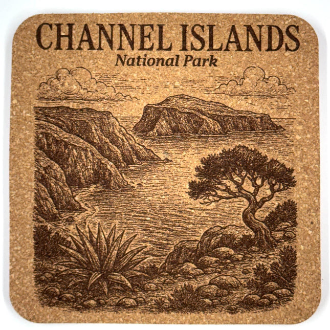 Channel Islands National Park Cork Coaster – California Coastal Island Landscape Art