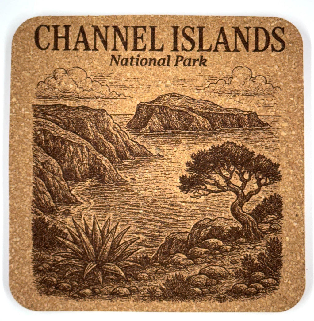 Channel Islands National Park Cork Coaster – California Coastal Island Landscape Art