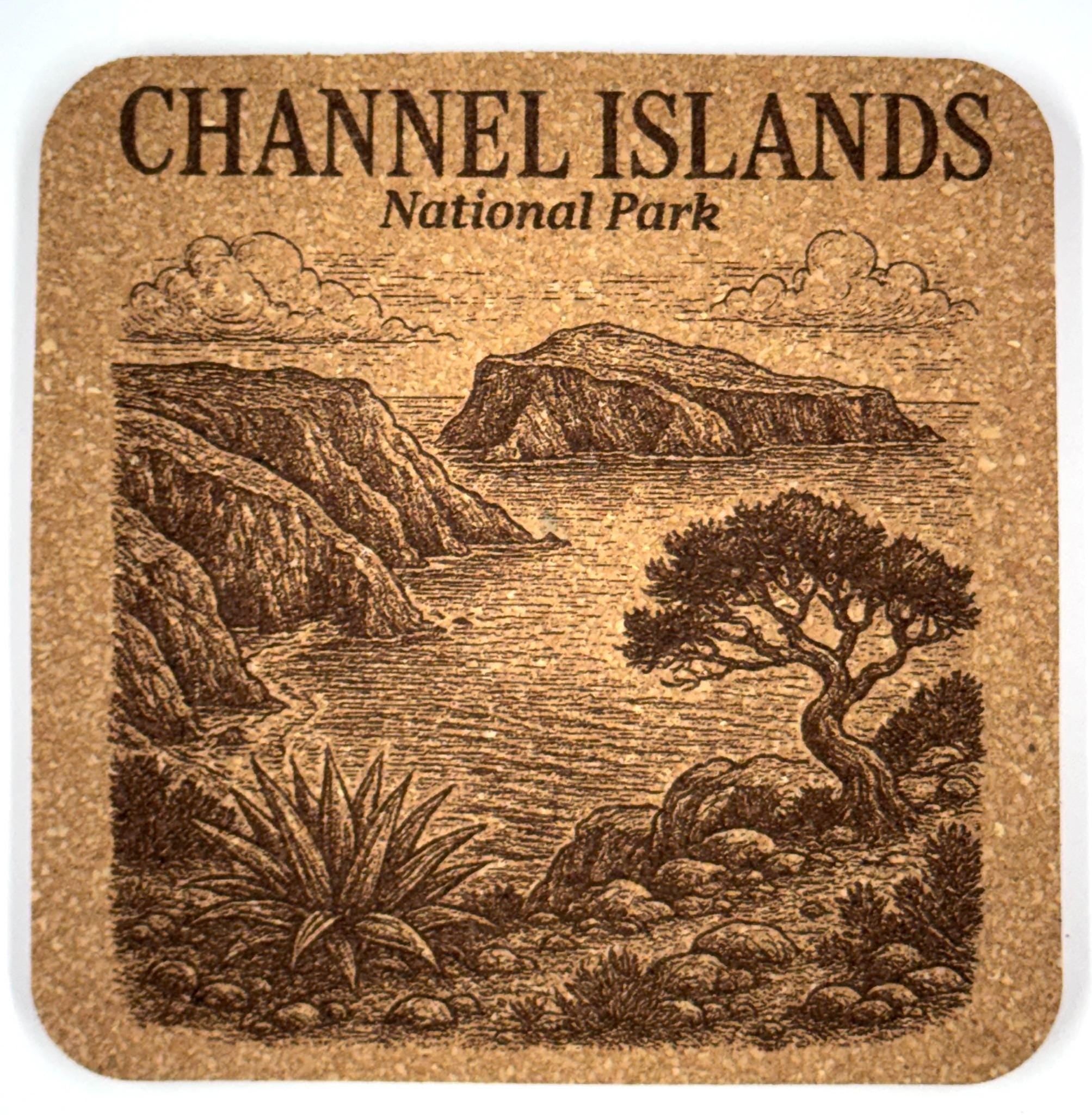 Channel Islands National Park Cork Coaster – California Coastal Island Landscape Art