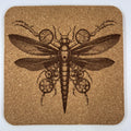 Steampunk Clockwork Dragonfly – Whimsical Cork Coaster