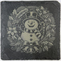 Snowman Christmas Wreath Slate Coaster – Classic Holiday Decor