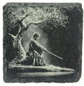 Kneeling Samurai by Tree – Warrior Slate Coaster