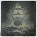 Stormy Sea Tall Ship – Laser Engraved Slate Coaster