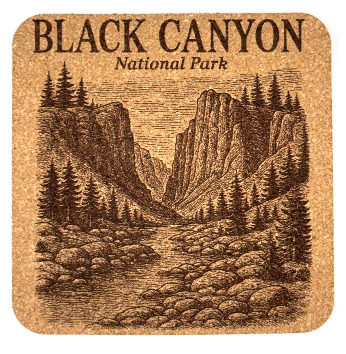 Black Canyon of the Gunnison National Park Cork Coaster – Colorado Canyon Art