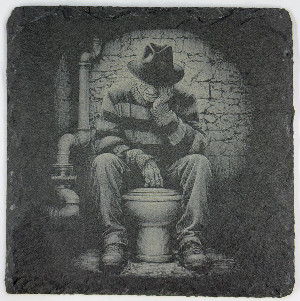 Striped Sweater Nightmare Slate Coaster – Funny Horror Parody