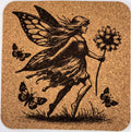 Enchanted Fairy and Butterflies – Fantasy Cork Coaster