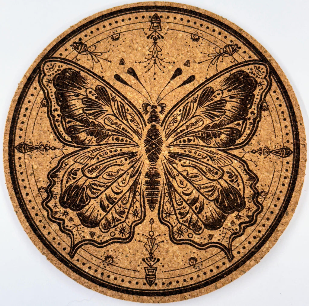 Victorian Butterfly Mandala – Detailed Cork Coaster