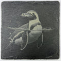 Playful Penguin Floating in Water – Engraved Slate Coaster