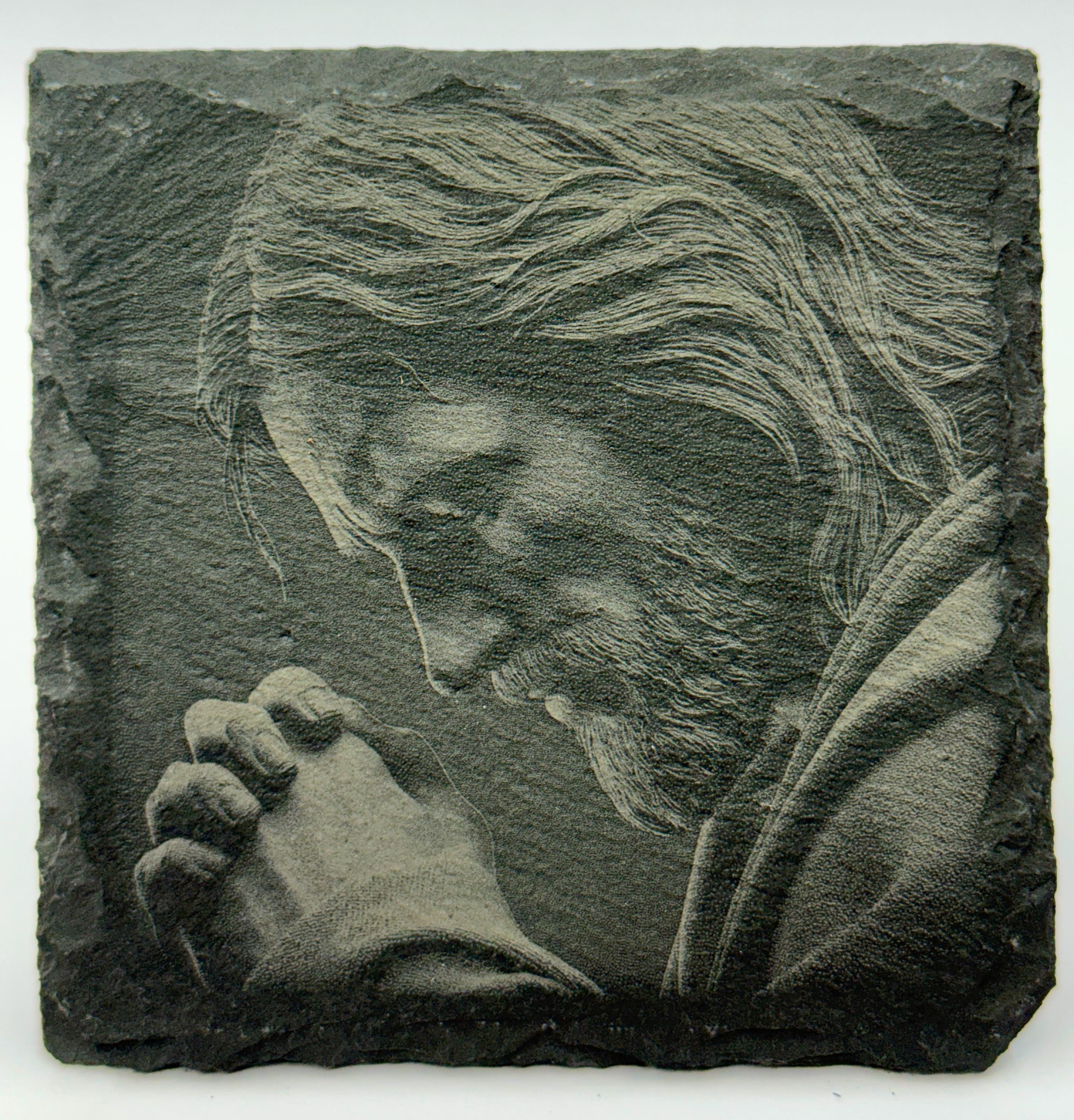 Jesus in Prayer Slate Coaster – Quiet Faith Artwork