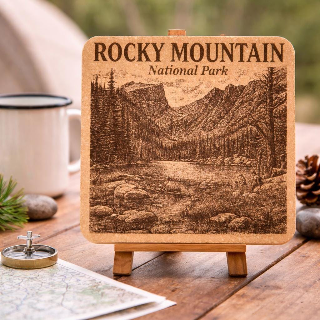 Rocky Mountain National Park Cork Coaster – Colorado Alpine Landscape