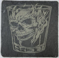 Burning Skull Glass – Gothic Bar Slate Coaster