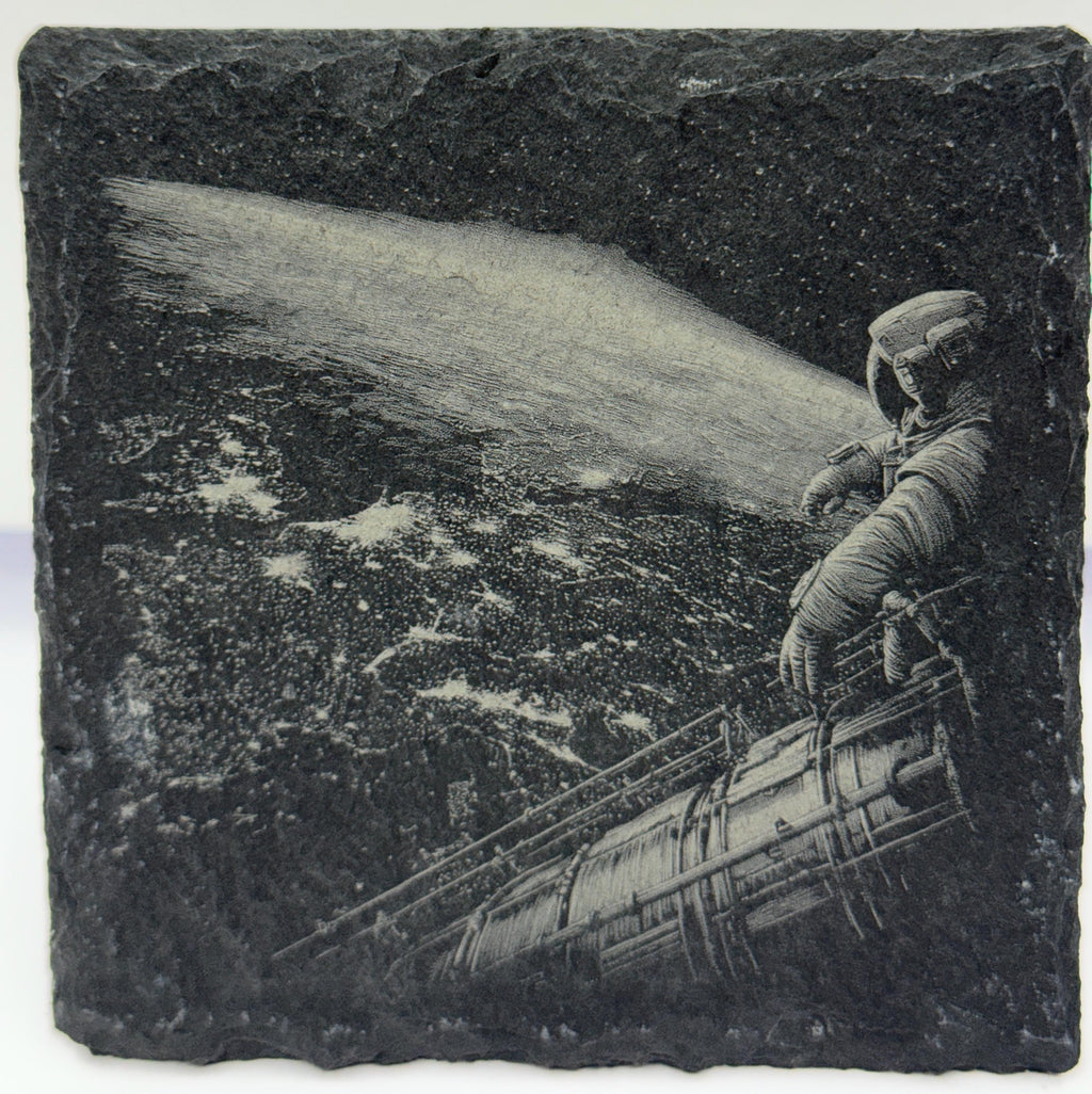 Astronaut Over Earth – Space View Slate Coaster