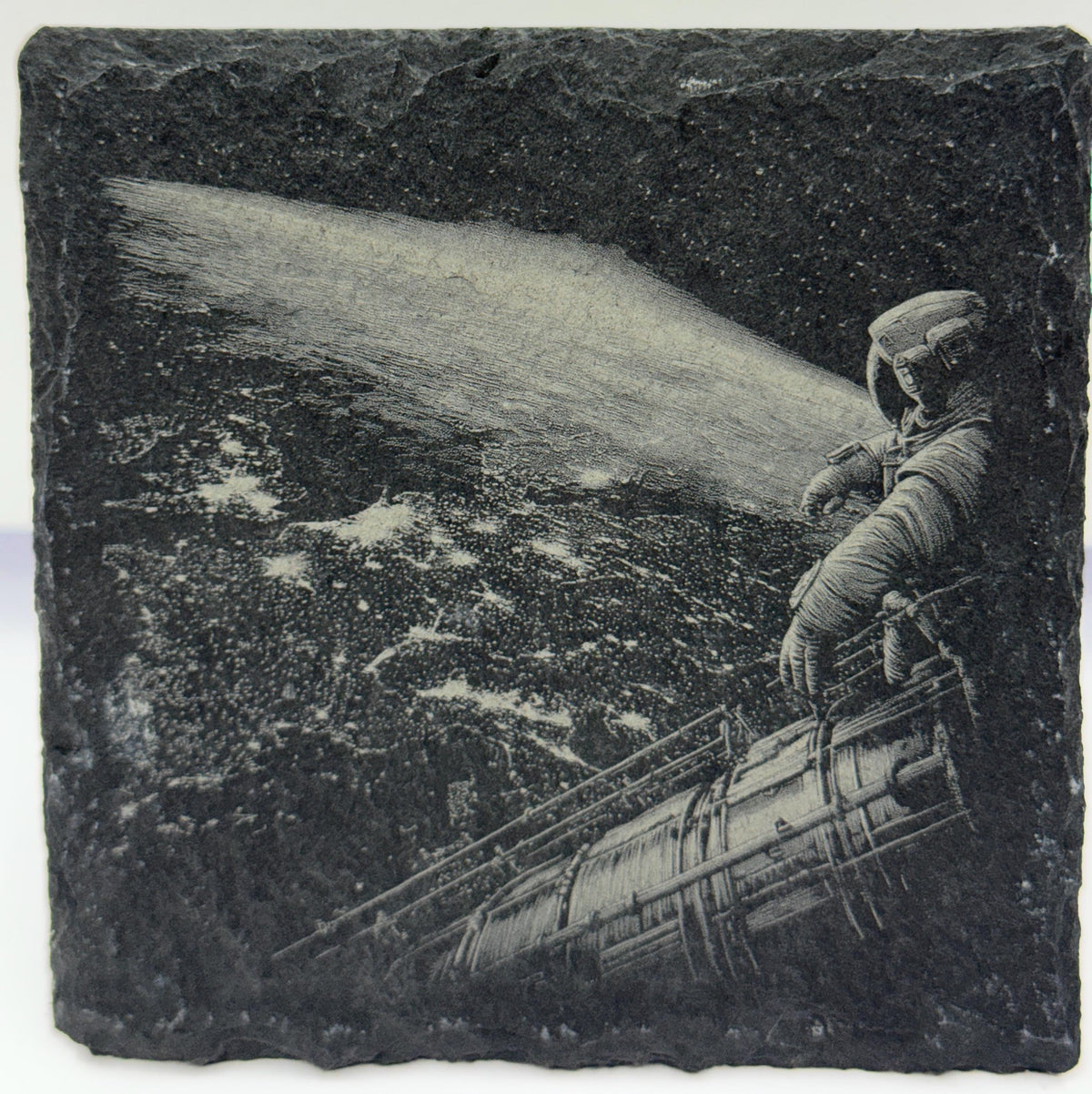 Astronaut Over Earth – Space View Slate Coaster
