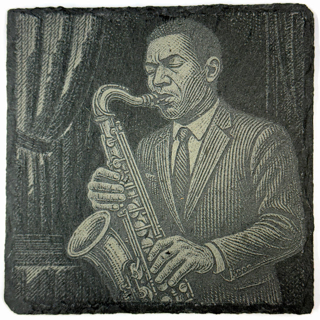 Jazz Saxophonist – Classic Blues Music Slate Coaster