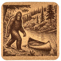 Bigfoot Canoe River Scene – Wilderness Sasquatch Cork Coaster
