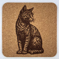 Watchful Tabby Cat – Rustic Cat Cork Coaster