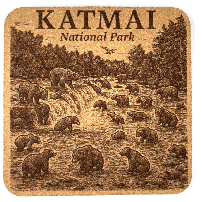 Katmai National Park Cork Coaster – Alaska Bear Art