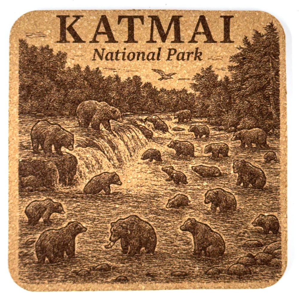 Katmai National Park Cork Coaster – Alaska Bear Art