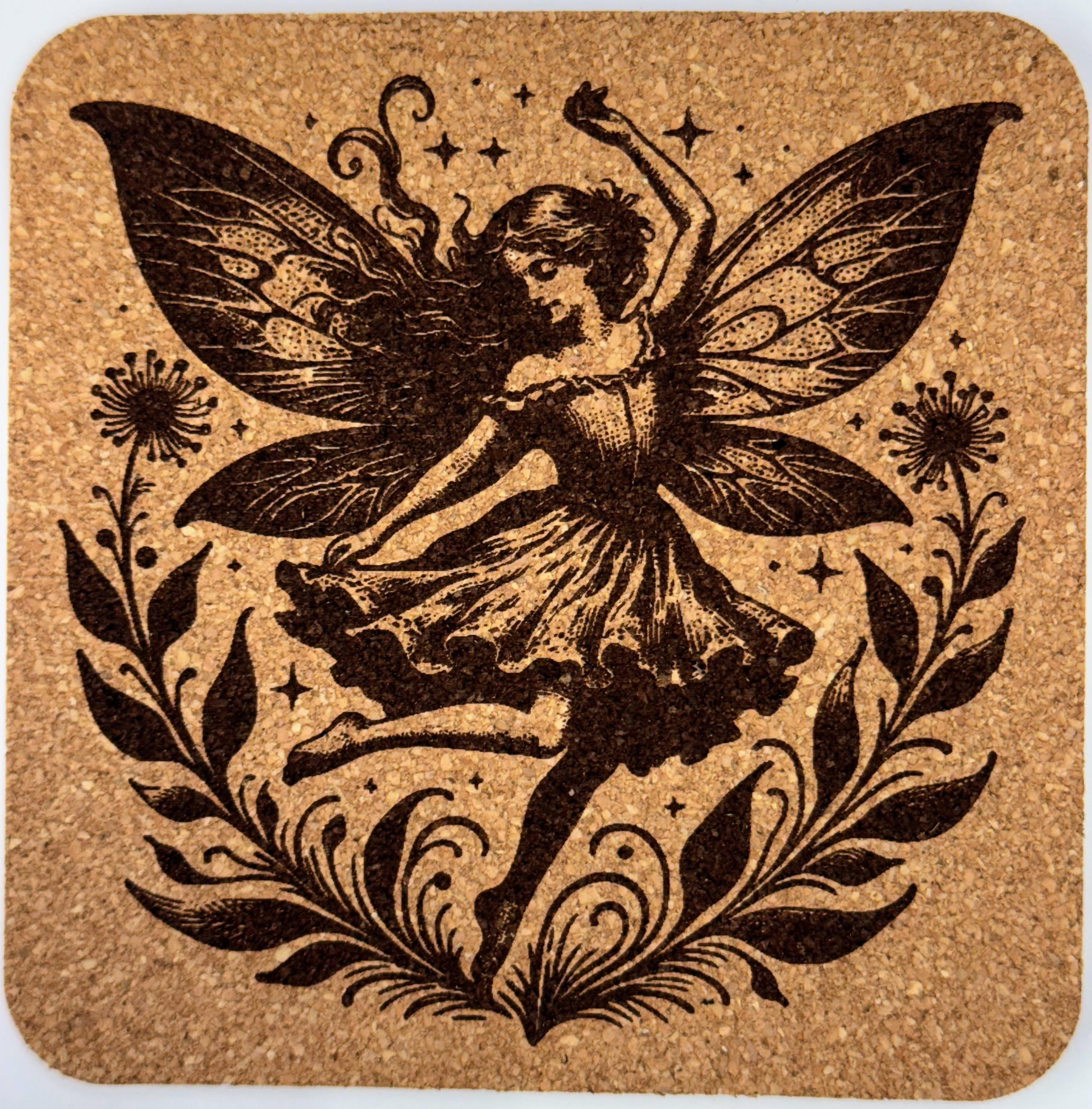 Enchanted Dancing Fairy Cork Coaster – Whimsical Art