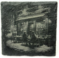 Cozy Café at Night Scene – Laser Engraved Slate Coaster