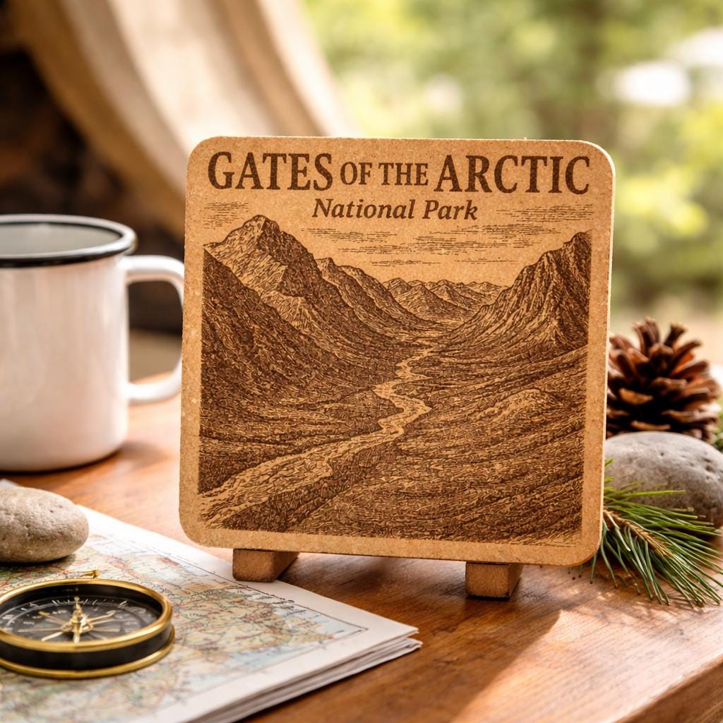Gates of the Arctic National Park Cork Coaster – Alaska Wilderness Art