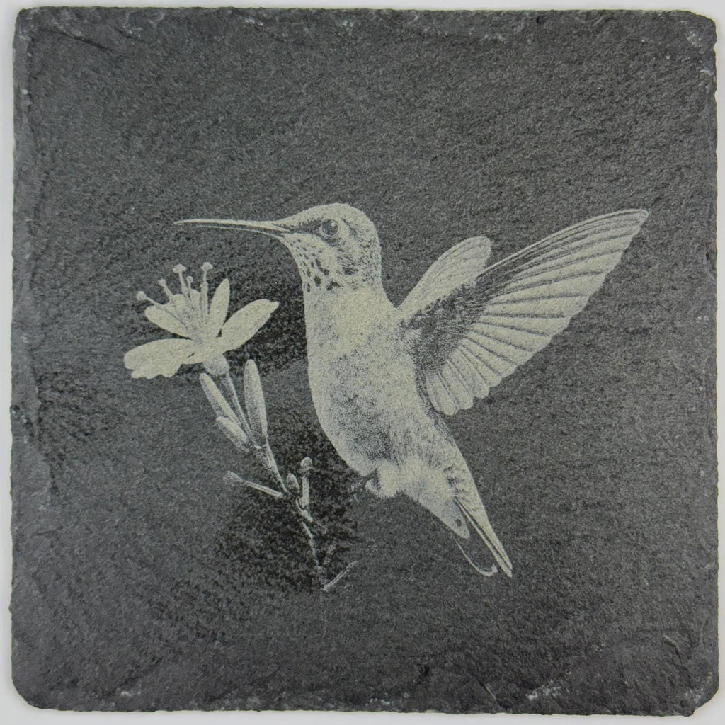 Vintage Hummingbird Botanical – Natural Slate Coaster