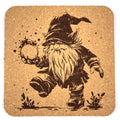 Playful Magic Gnome with Glowing Orb – Whimsical Cork Coaster