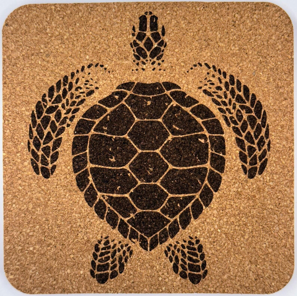 Sea Turtle Top View – Ocean Wildlife Cork Coaster