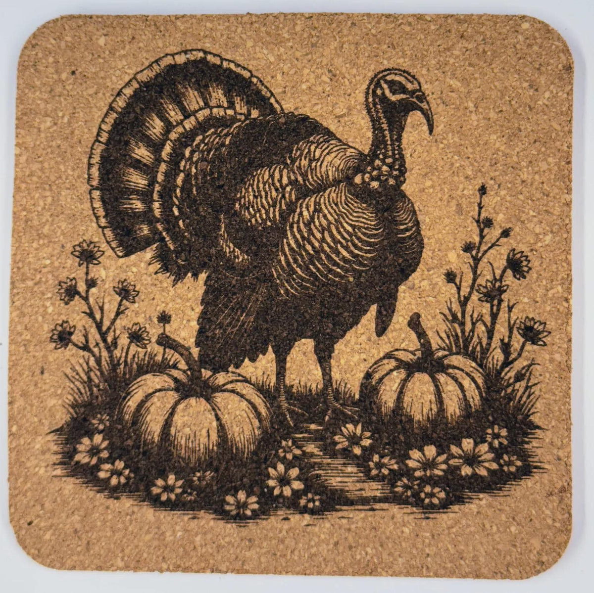 Thanksgiving Turkey Scene – Harvest Cork Coaster