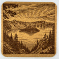 Crater Lake Cork Coaster – Oregon Nature Pacific Northwest Engraved Art