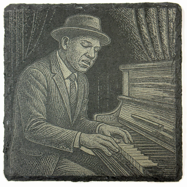 Jazz Pianist at the Keys – Vintage Blues Piano Slate Coaster
