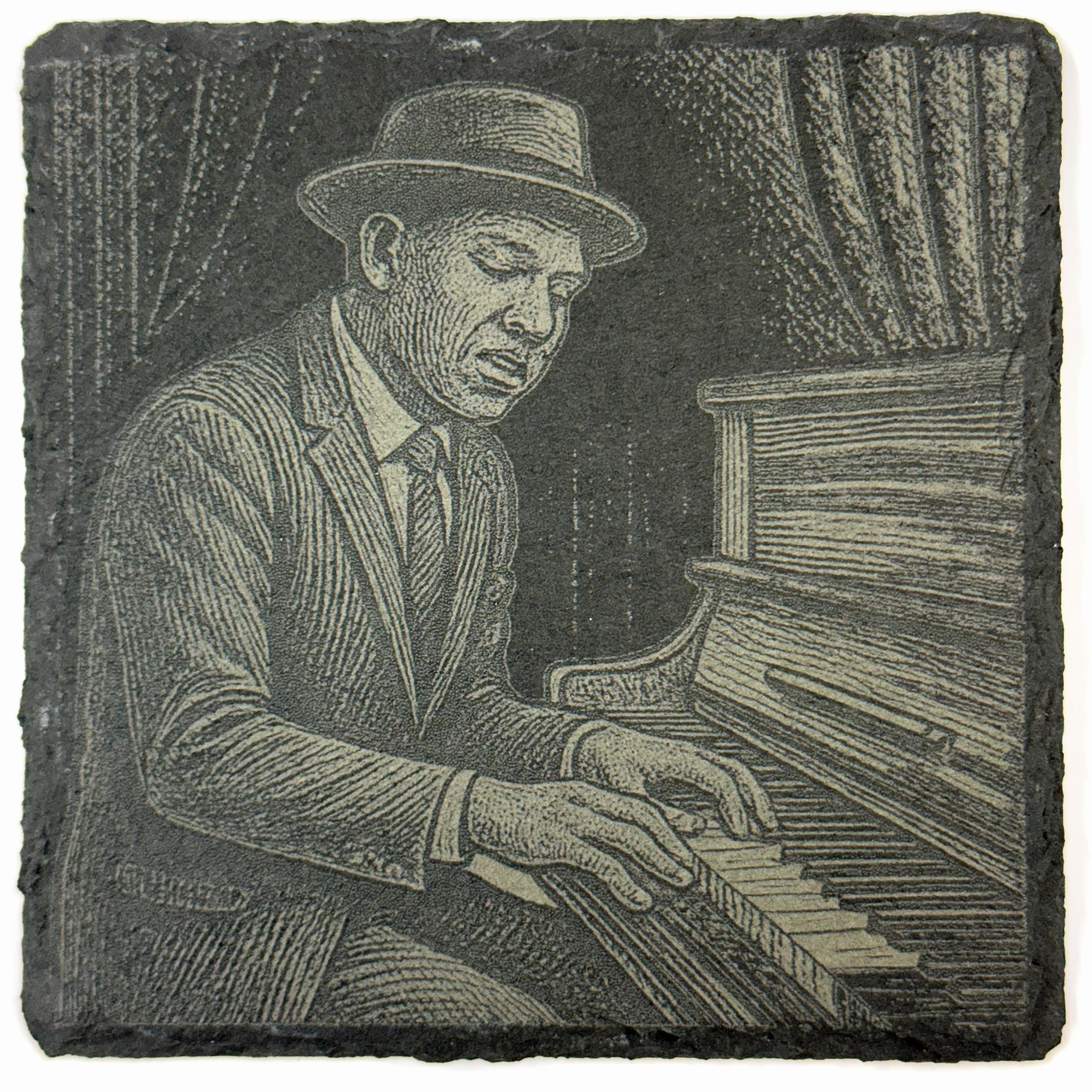 Jazz Pianist at the Keys – Vintage Blues Piano Slate Coaster