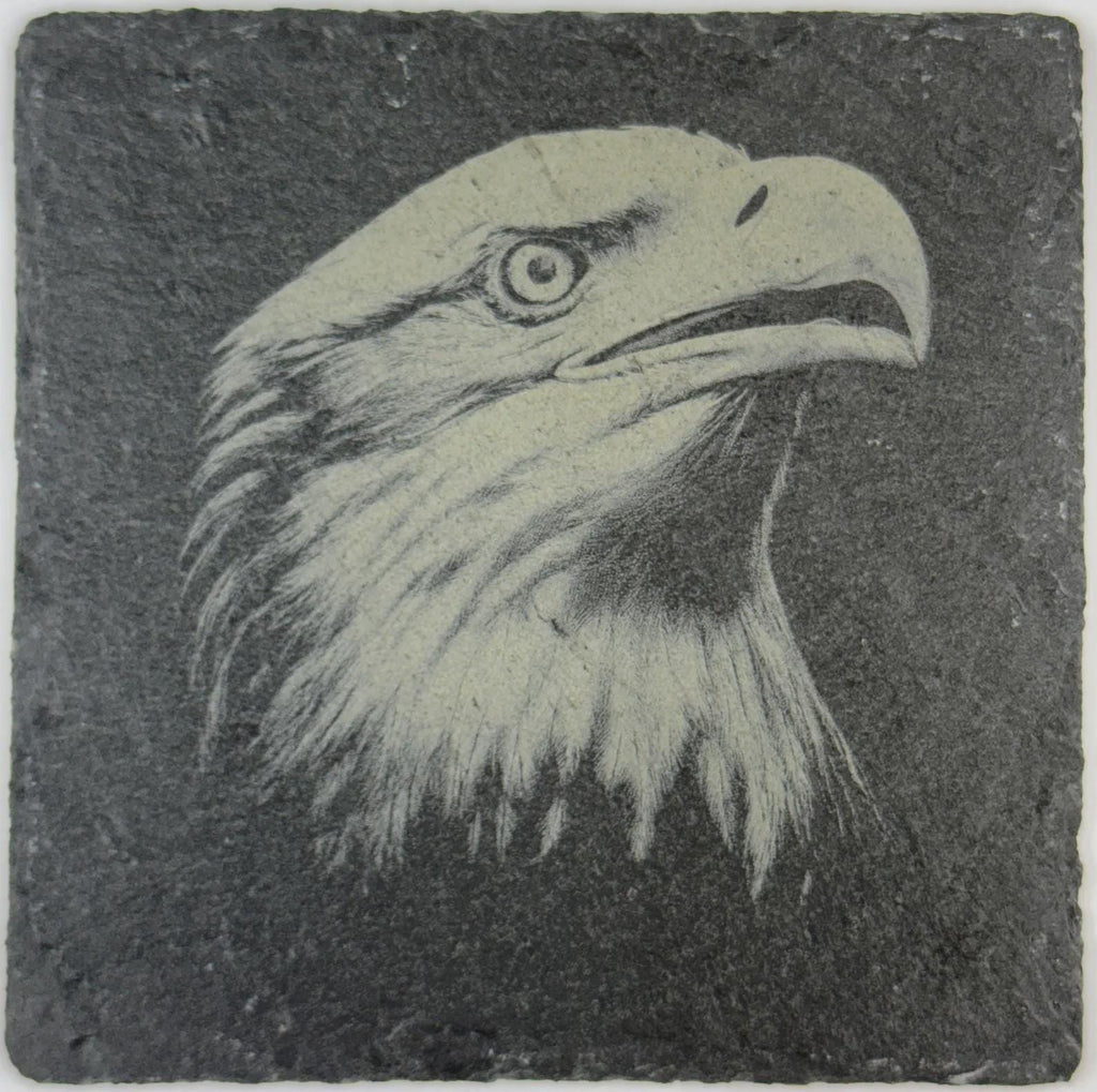 Majestic Eagle Illustration Slate Coaster – Classic Nature Design