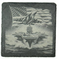 Patriotic Fighter Jet Slate Coaster – American Flag Aircraft Carrier Launch Engraved Drink Coaster
