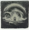 Kraken Tentacles and Ship Slate Coaster – Stormy Sea Fantasy Art