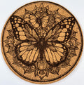 Botanical Butterfly Mandala – Nature-Inspired Cork Coaster