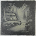 Moonlit RV Camp Slate Coaster – Forest Stream Camping Scene