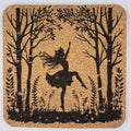 Dancing Woodland Pixie Fairy Coaster – Enchanted Forest Silhouette Cork Coaster
