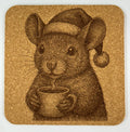 Tiny Mouse with Hot Cocoa – Cute Holiday Cork Coaster