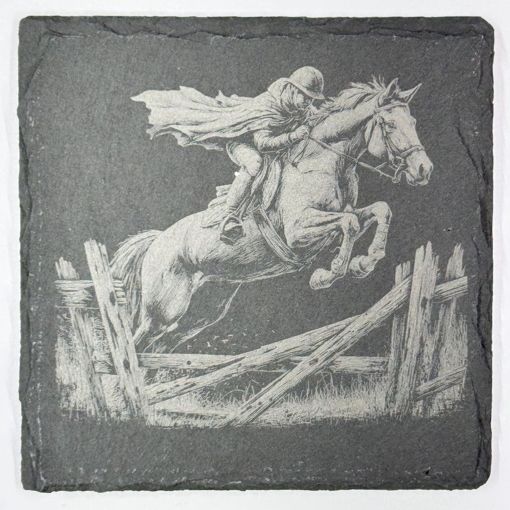 Jumping Horse Slate Coaster – Equestrian Action Art
