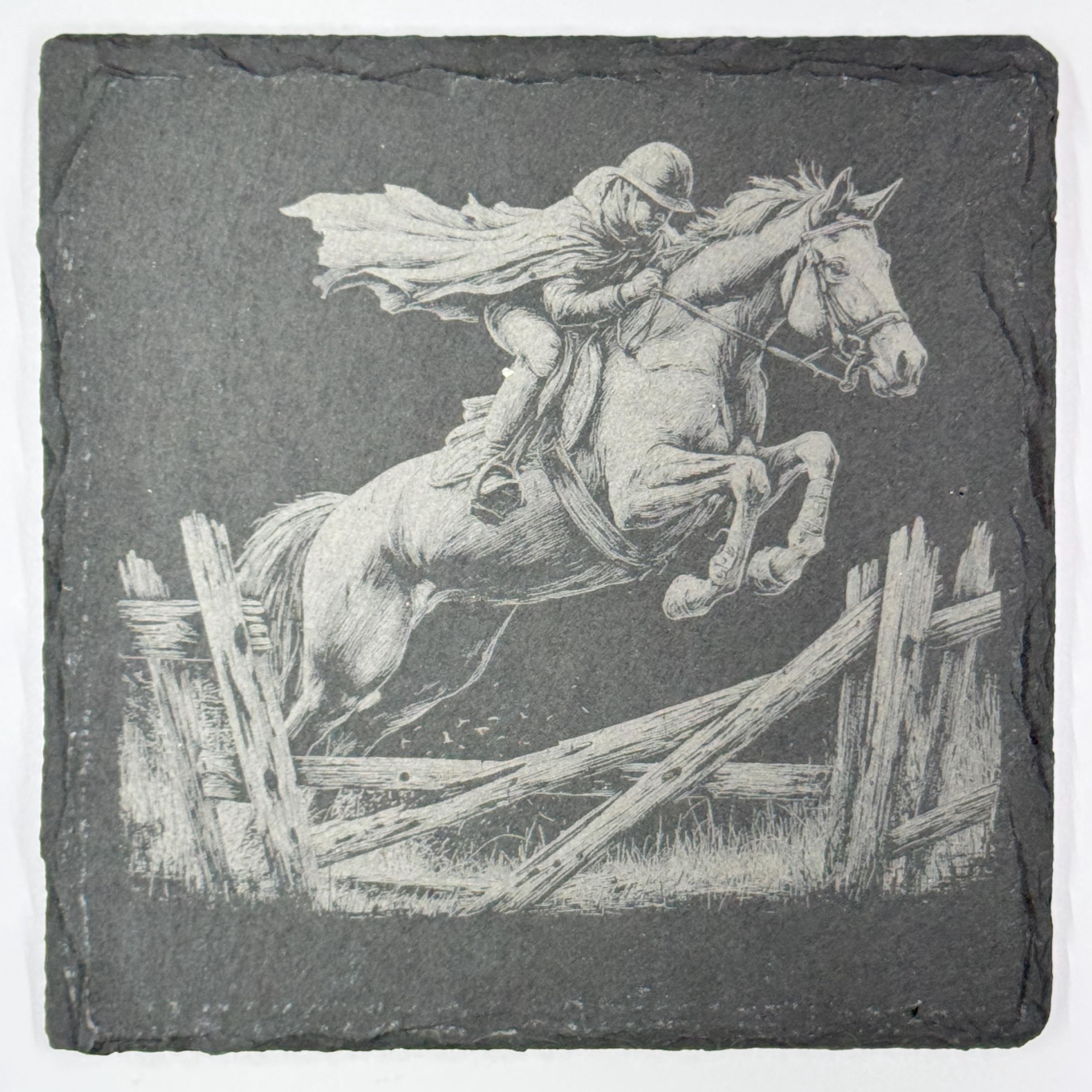 Jumping Horse Slate Coaster – Equestrian Action Art