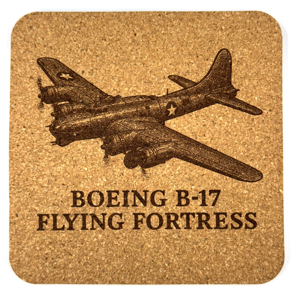 Boeing B-17 Flying Fortress WWII Bomber – Laser Engraved Cork Coaster