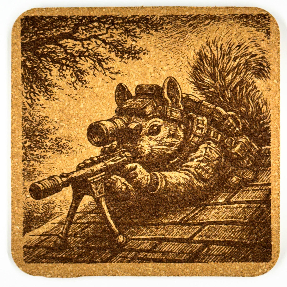 Peanut the Focused Squirrel Cork Coaster – Plans Were Definitely Made