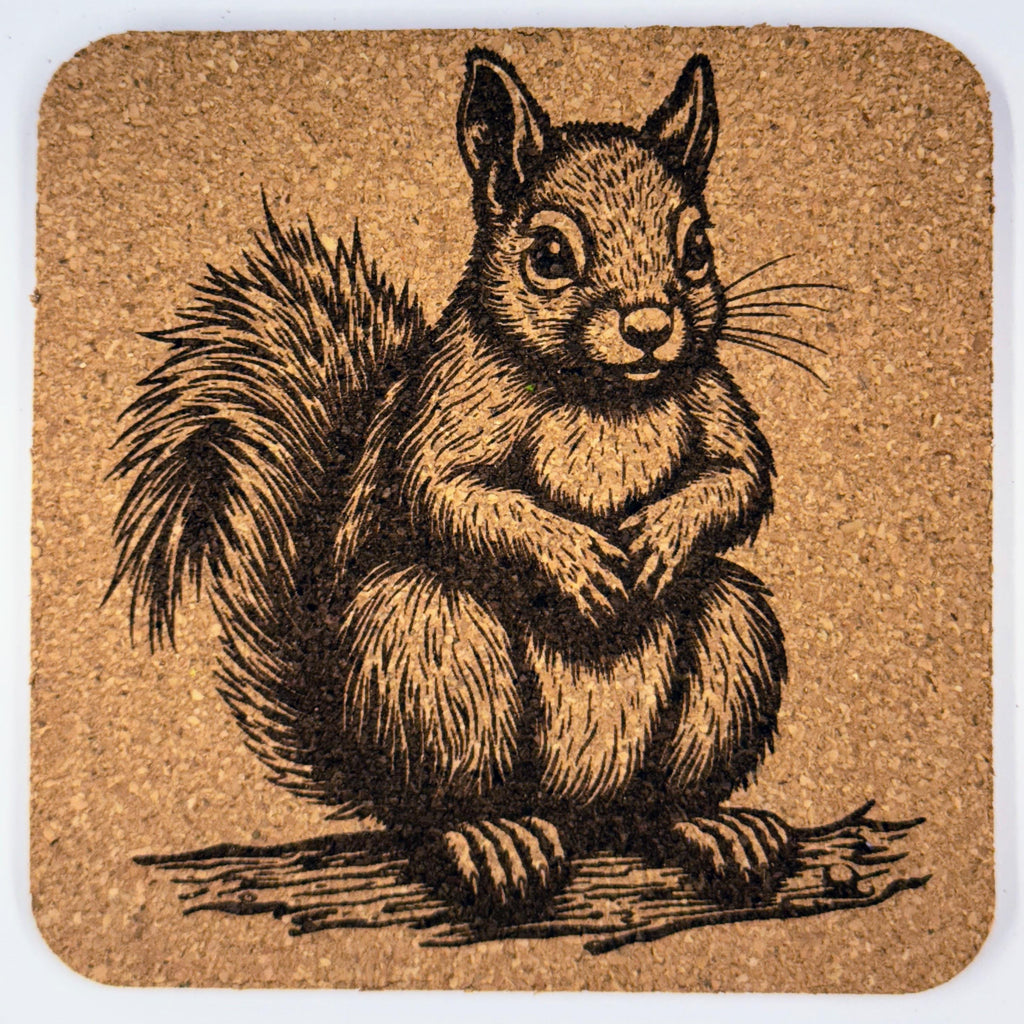 Adorable Sitting Squirrel – Cute Woodland Cork Coaster