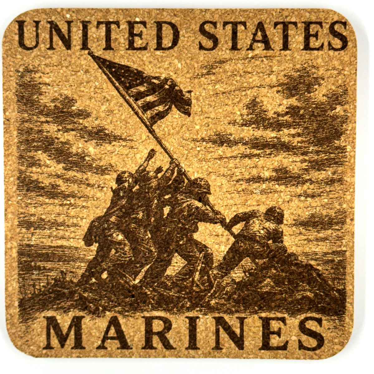 Iwo Jima Flag Raising Cork Coaster, United States Marines Tribute